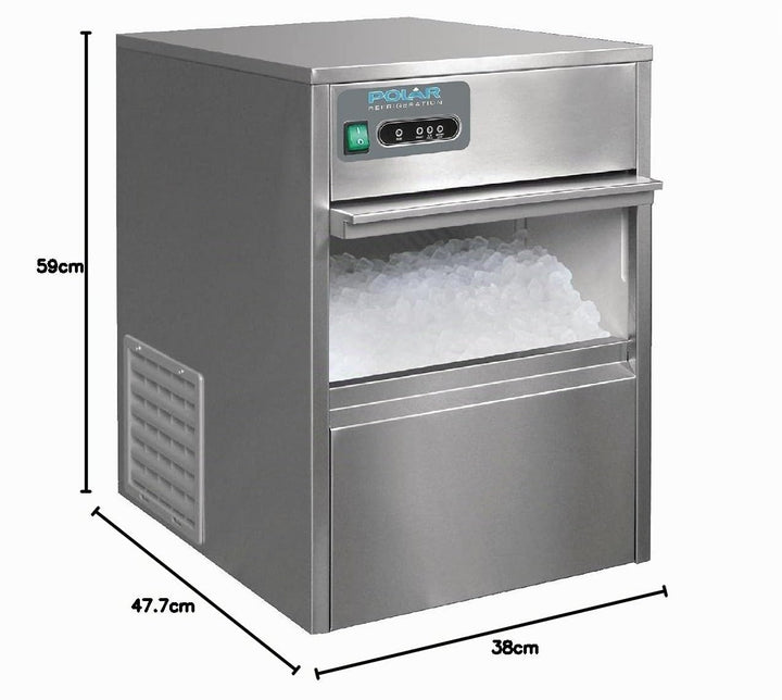 Polar Under Counter Ice Cube Maker Machine Commercial Stainless Steel 20kg/24hr, Silber, 590(H) x 38
