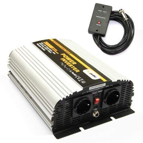 Spannungswandler NS 12V 2000 Watt Inverter Wechselrichter incl. 4,5 m Fernbedienung