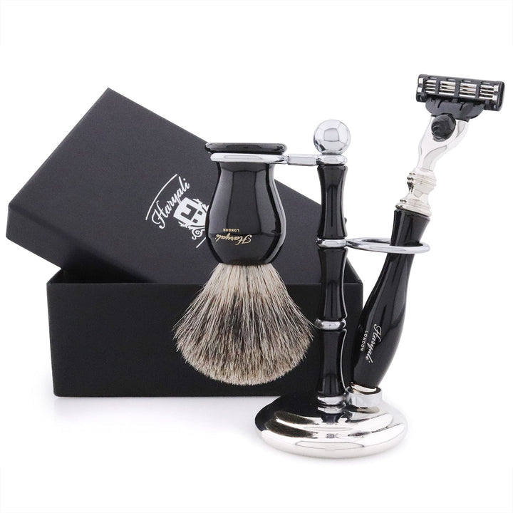 JAG SHAVING GERMANY Das Luxus-Kit-Set für Männer mit Nassrasur enthält Rasiermesser, schwarze Dachsh