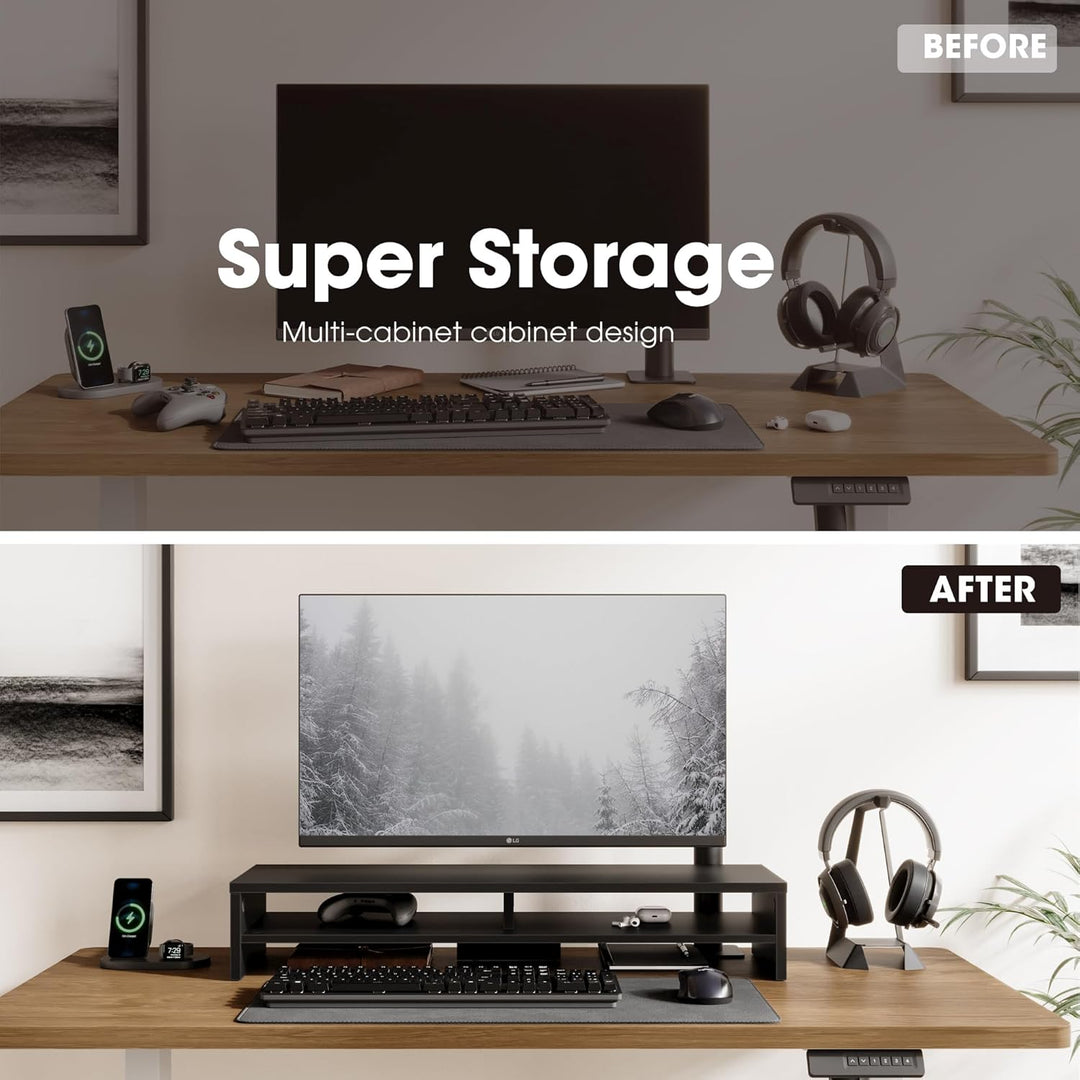 Fenge Dual Monitorständer Riser 2 Etagen Bildschirmständer für Computer PC Laptop Drucker TV, Schrei