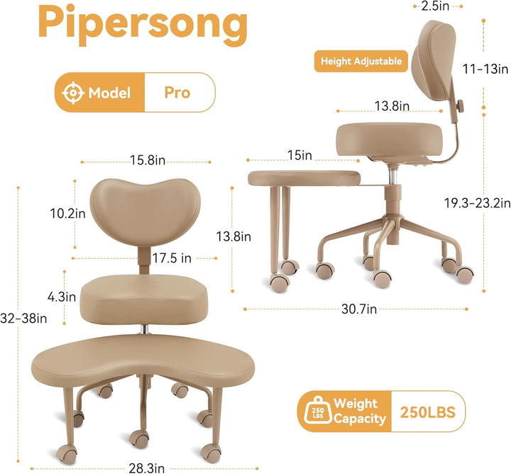 Pipersong Meditation Chair Pro, Home Office Desk Chair, Cross Legged Chair with Lumbar Support and A
