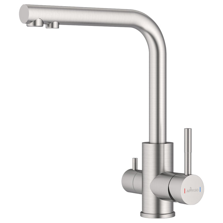 APPASO 3 Wege Wasserhahn Küche, 3 in 1 Mischbatterie Küche für Wasserfilter, 360° Drehbar Armatur Kü