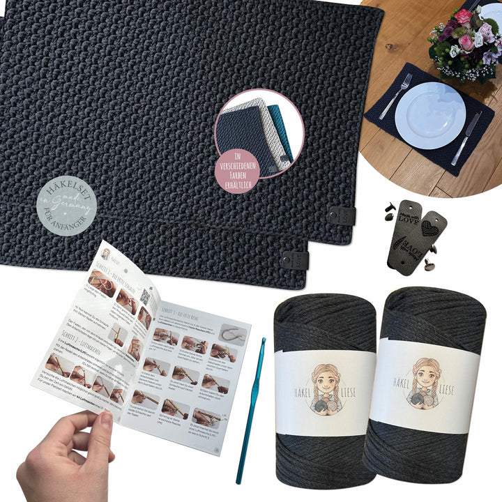 HÄKEL LIESE Häkelset für Anfänger – Platzsets häkeln & Tischsets Stoff selbst machen | DIY Häkelset