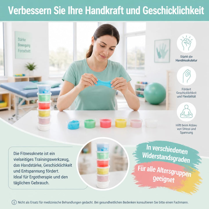 Therapieknete 85g, Putty für Handtraining, Therapie Knetmasse Knete 450g weiss, super weich, 450g we