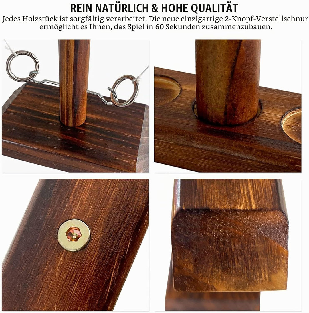 Ring Toss Game, Holz Tischplatte Hook Ringwurfspiel Kinder, Premium Party Wurfspiele Spiel für Famil