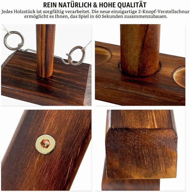 Ring Toss Game, Holz Tischplatte Hook Ringwurfspiel Kinder, Premium Party Wurfspiele Spiel für Famil