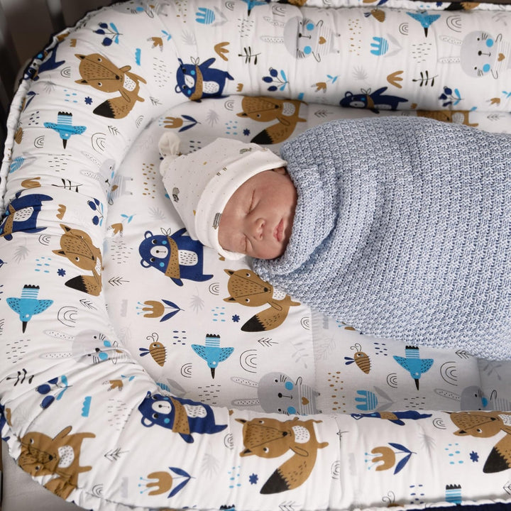 PaLulli 120x60 cm Babynest Babynestchen XXL Babykokon 2seitig 100% Baumwolle Kissen Nestchen für Bab