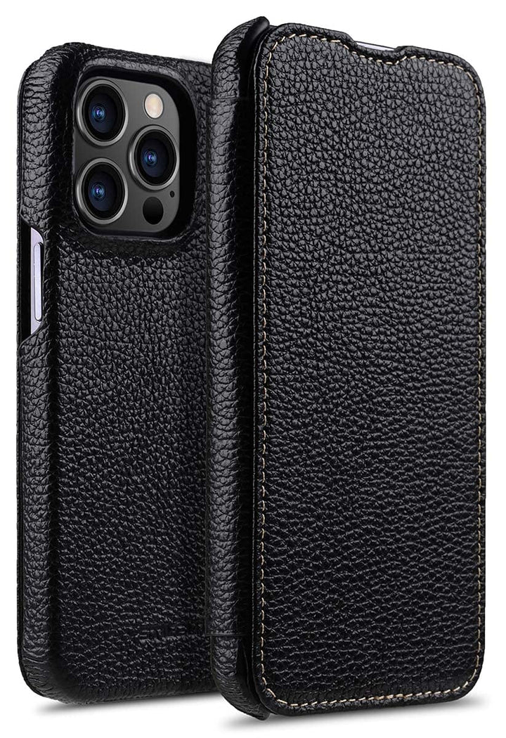 STILGUT Book Case kompatibel mit iPhone 13 Pro (6.1“) Hülle aus Leder zum Klappen, Klapphülle, Handy