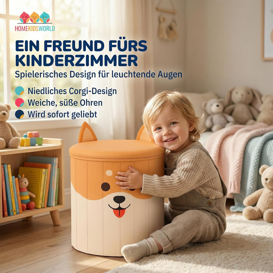 Spielzeugkiste Corgi - Aufbewahrungsbox mit Deckel Kinder, Spielzeugkiste mit Deckel, Spielzeugtruhe