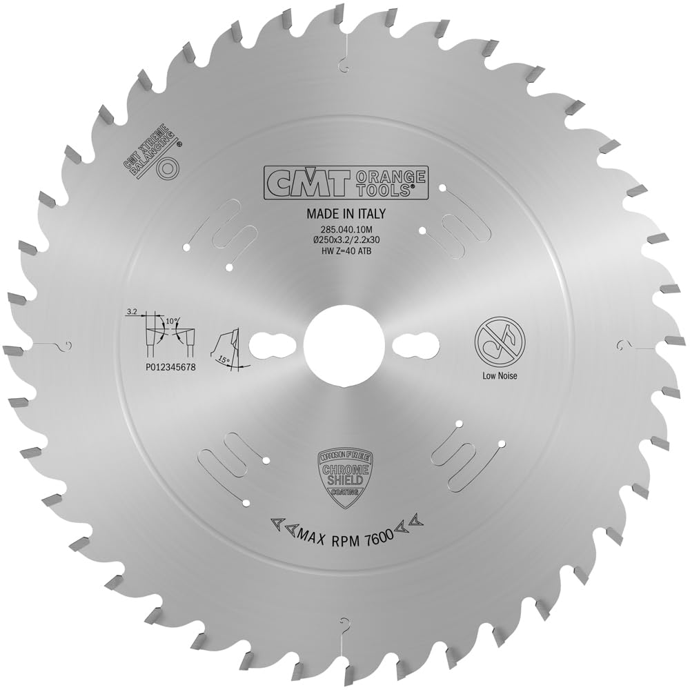 CMT Orange Tools Kreissägeblatt HW 250 x 3,2 / 2,2 x 30 Z=40 10° ATB - 285.040.10M - für Querschnitt