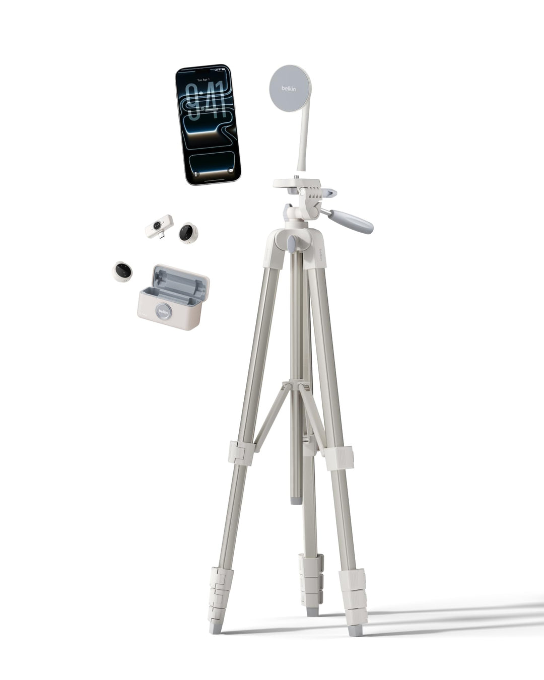 Belkin Stage Creator Kit, Vlogging-Kit, Stativ für Smartphone, magnetische Handyhalterung, Zwei kabe