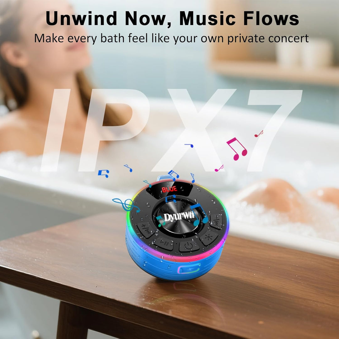 Wasserdichter Bluetooth Duschlautsprecher, 10H Bluetooth-Lautsprecher mit Saugnapf, Tragbare bluetoo