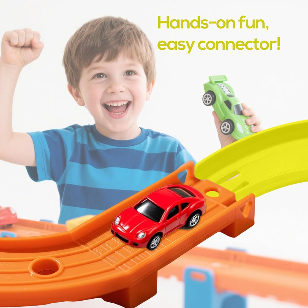 8 Stück Gebogene Schienenstücke Kompatibel mit Hot Wheels Spielzeugautos, ABS Rennstreckenverbinder