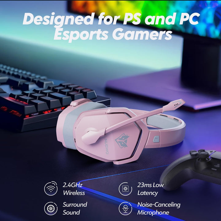 NUBWO G06 Wireless Gaming Headset für PS5, PS4, PC, Rauschunterdrückung über Ohr-Gaming-Kopfhörer mi