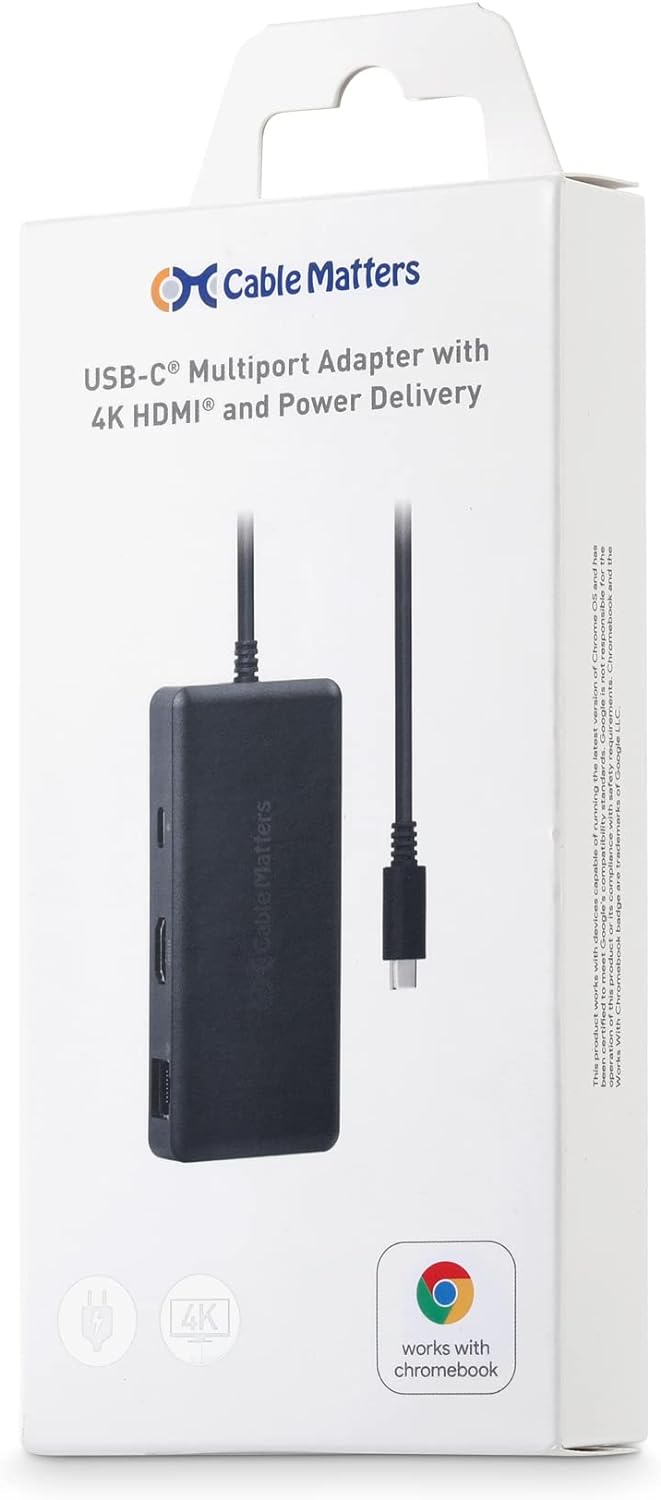 Cable Matters [Funktioniert mit Chromebook Certified] 4K@60Hz USB-C Hub HDMI, USB-C Multiport Adapte
