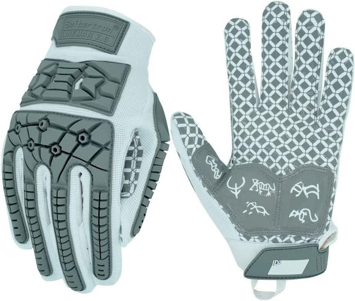 Seibertron Lineman 2.0 Padded Palm Football Receiver Gloves, Flexible TPR Impact Protection Back of
