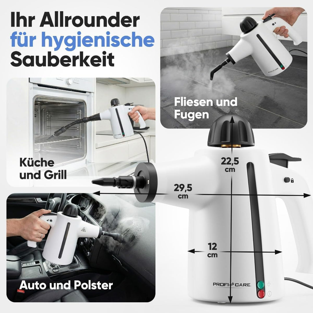 ProfiCare® Dampfreiniger Handgerät | 3,7 bar | säubert entfettet desinfiziert | 105°C | Auto, Küche,