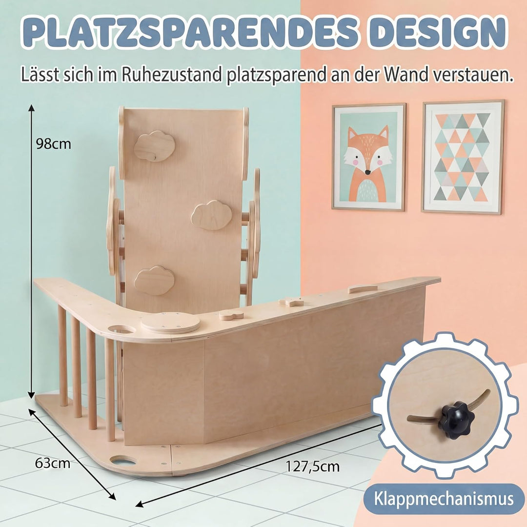 RELAX4LIFE 3er Set Montessori Kletterdreieck, Indoor Klettergerüst mit Rutsche, Rampe & Kletterleite