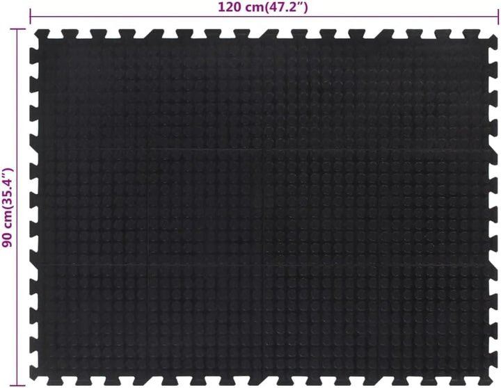 Gummi-Bodenfliese Schwarz 12 mm 90x120 cm | Stossdämpfend, geräuschreduzierend, rutschfeste Untersei