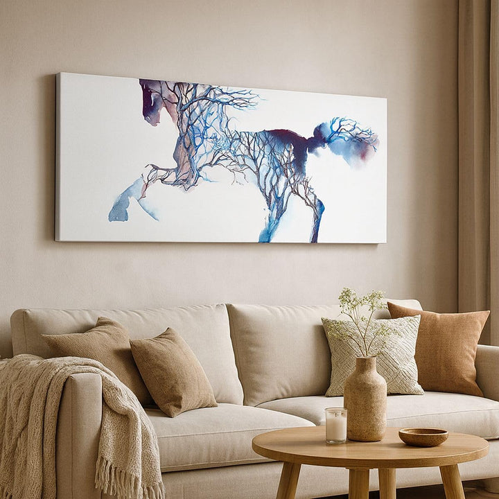 Wandbilder Dekoration Wohnzimmer natur malen schön Hengst Panorama Bilder auf Leinwand 120x50cm Lein