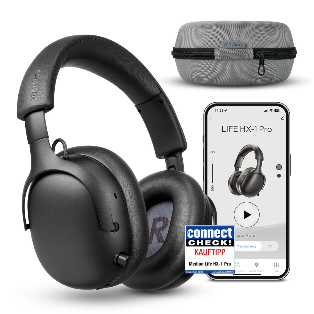 MEDION Over Ear Kopfhörer HX-1 Pro (kabellos, Hybrid Active Noise Cancelling ANC, Bluetooth 6.0, Wir