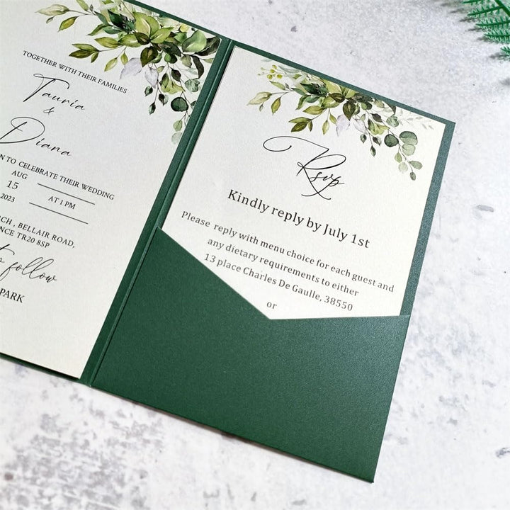 Grüne Hochzeitseinladungsumschläge, Perlpapier, 250 g/m², 25 Stück, Für Hochzeit Geburtstag Taufe Ei