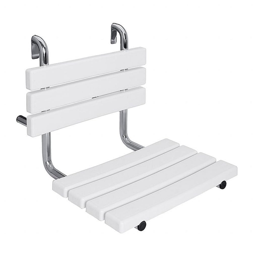 BELP Duschsitz am Griff hängend Edelstahl Kunststoff Weiss 440x500x507 mm, 120 kg Traglast für Bad &amp;