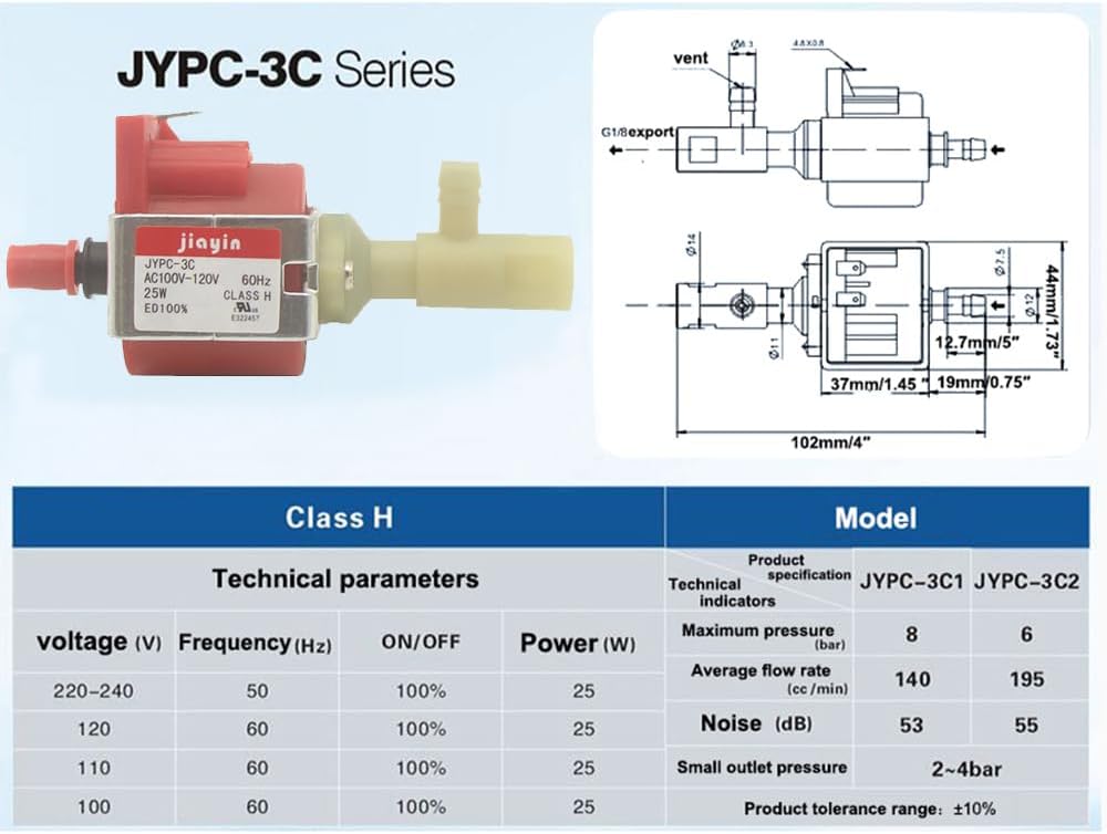Jiayin JYPC-3C AC 100 V bis 120 V 25 W elektromagnetische Magnet-Wasserpumpe, passend für Philips Da