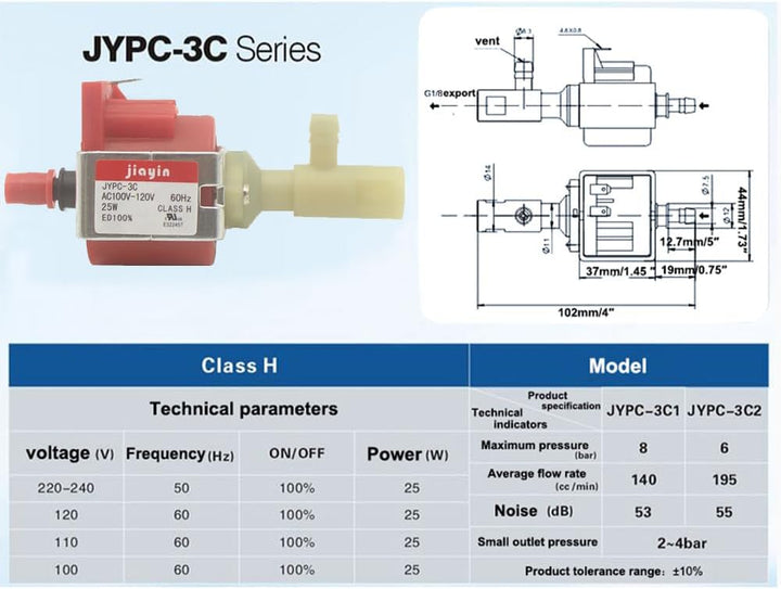 Jiayin JYPC-3C AC 100 V bis 120 V 25 W elektromagnetische Magnet-Wasserpumpe, passend für Philips Da