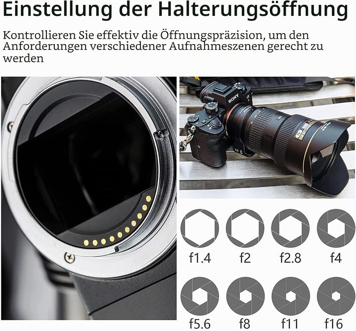 VILTROX NF-E1 Autofokus Objektivadapter,Objektiv Adapter Ring für Nikon F Bajonett Objektiv auf Sony
