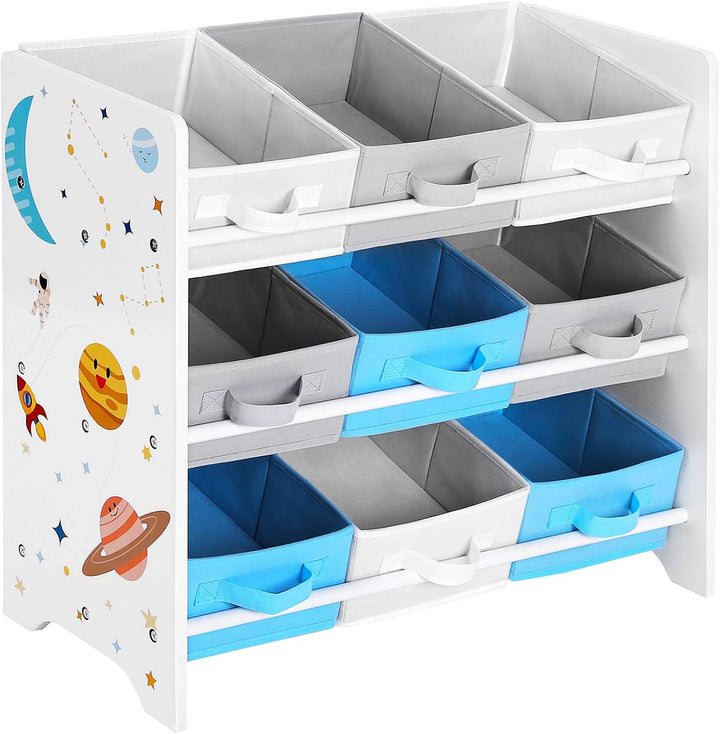 SONGMICS Kinderzimmerregal, Spielzeug-Organizer, Bücherregal für Kinder, mit 9 Aufbewahrungsboxen au