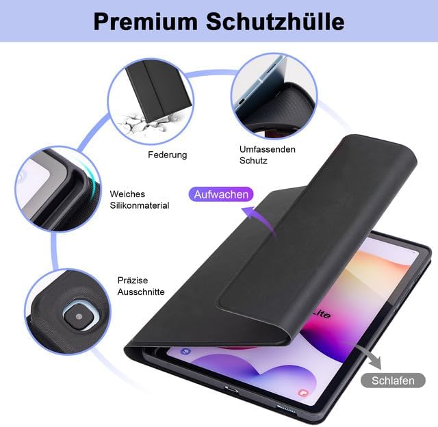 SOPPY Tastaturhülle mit Maus für Samsung Galaxy Tab S6 Lite, Hülle mit Tastatur & Maus Schutzhülle f