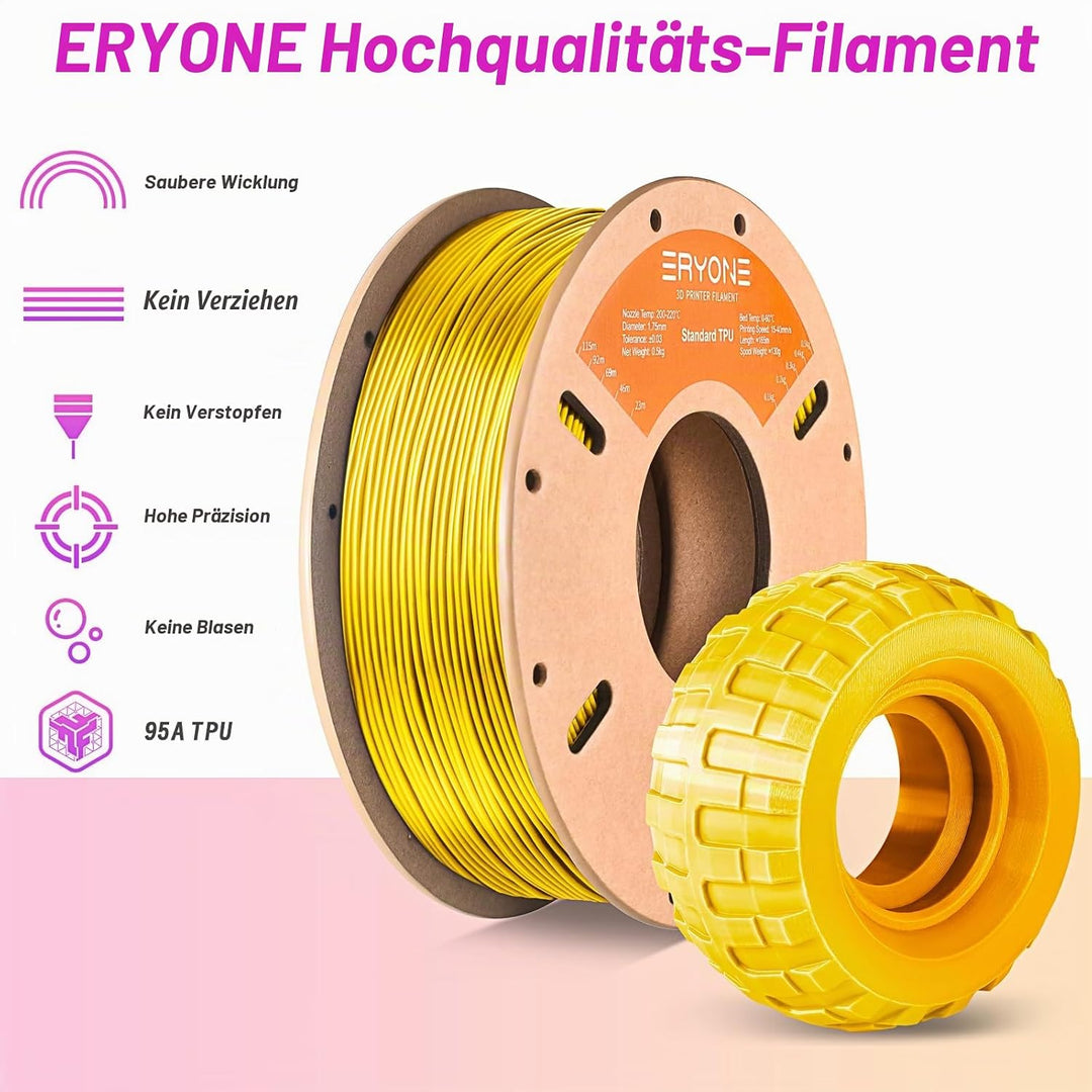 ERYONE TPU Filament 1.75mm, 3D Drucker Filament,Flexible TPU Filament, TPU 95A, Massgenauigkeit +/-