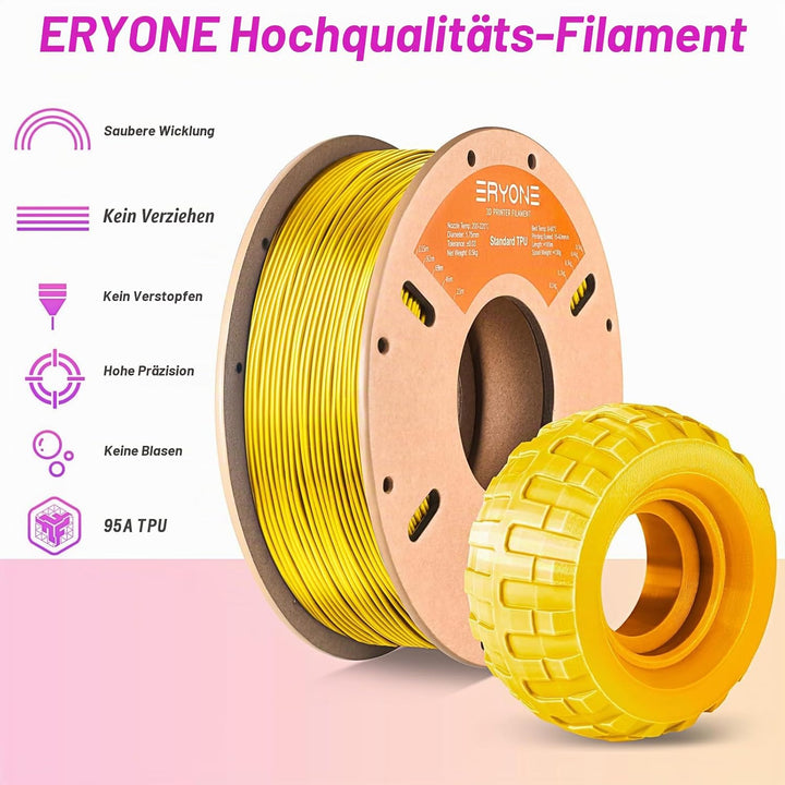 ERYONE TPU Filament 1.75mm, 3D Drucker Filament,Flexible TPU Filament, TPU 95A, Massgenauigkeit +/-