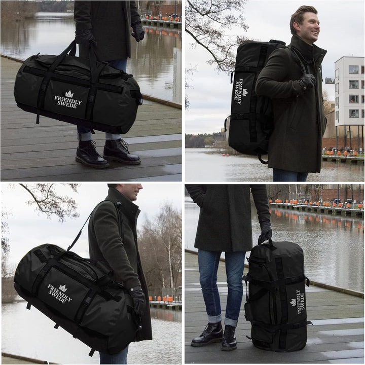The Friendly Swede Wasserfeste Reisetasche Duffle Bag Rucksack - 30L / 60L / 90L - Seesack, Sporttas