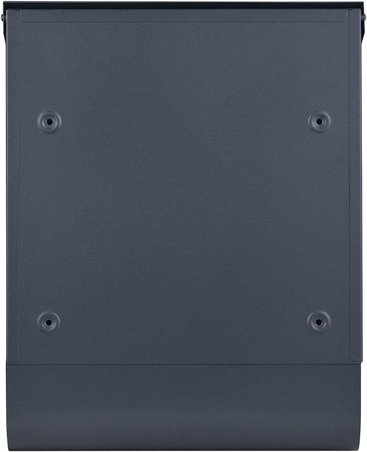 Wiltec Designer Briefkasten V36 Anthrazit und Edelstahl 305 x 105 x 385 mm, Wandbriefkasten mit Schl