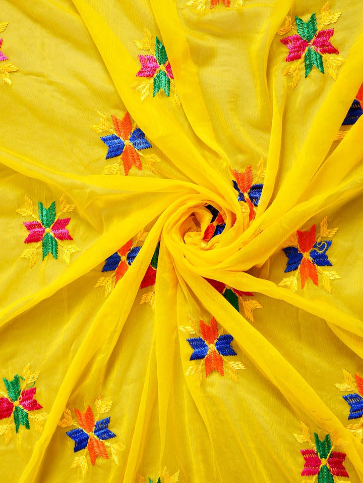 Weavers Villa Damen-Schal, indisches Handwerk, Dupatta, bestickt L Gelb, L Gelb