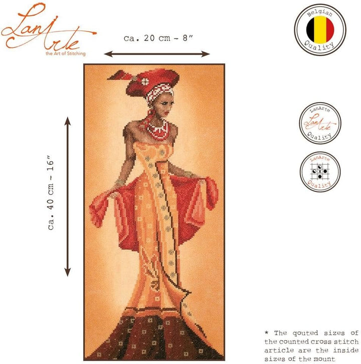 Lanarte Zählmusterpackung Afrikanische Mode I Kreuzstichpackung, Baumwolle, Mehrfarbig, 20 x 40 x 0.
