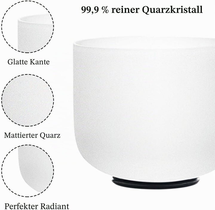 KVKA 528hz Klangschalen, 8 inch C note White Crystal Singing Bowl Chakra Singing Bowl for Sound Heal