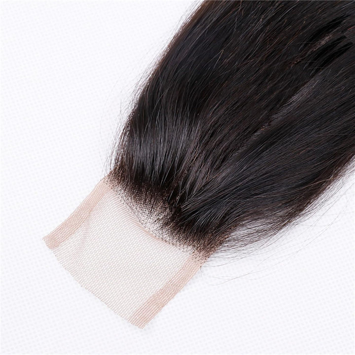 Huarisi 2x6 Closure Human Hair 12 Inch Brazilian Virgin Straight Free Part Closure with Baby Hair Sw