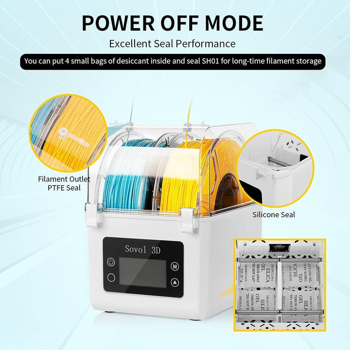 Filament Trockner, Sovol 3D Upgraded Trockenbox Heizung Dryer Box Aufbewahrungsbox 2KG Halter für PL