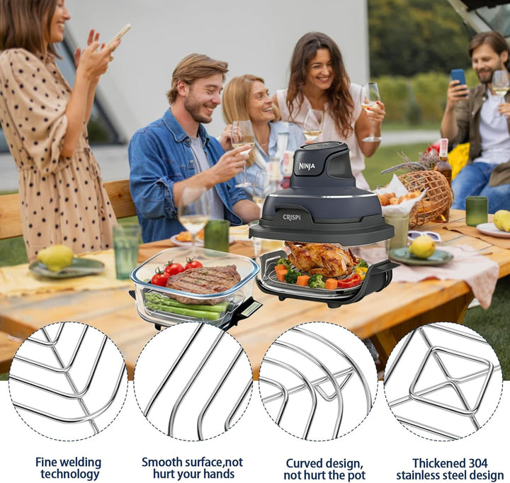 2 Stück Grillrost Edelstahl Kompatibel mit Ninja Crispi AirFryer Ersatzgitterrost für Ninja Crispi G