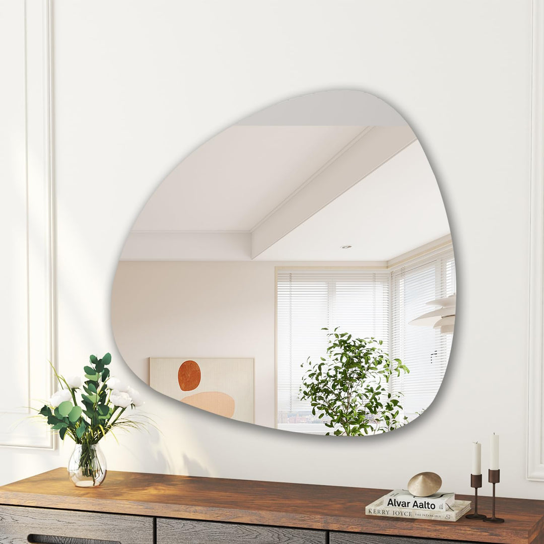 Boromal Badspiegel Asymmetrischer 80x80cm Asymmetrischer Spiegel Badezimmerspiegel Dekorative Wandsp