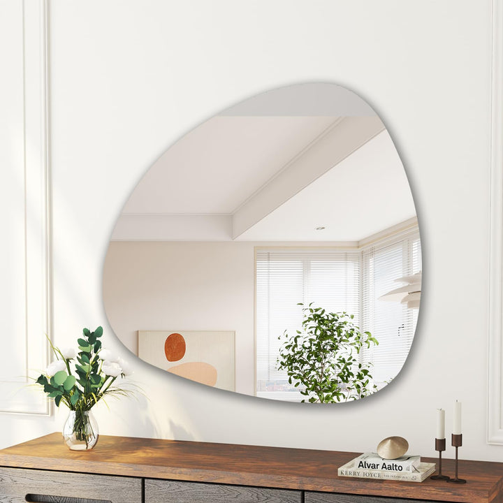 Boromal Badspiegel Asymmetrischer 80x80cm Asymmetrischer Spiegel Badezimmerspiegel Dekorative Wandsp