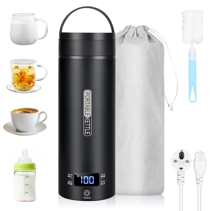 Dreamhigh® Reisewasserkocher, 450ml Mini Wasserkochers, 300W Wasserkocher Klein aus Edelstahl, Reise
