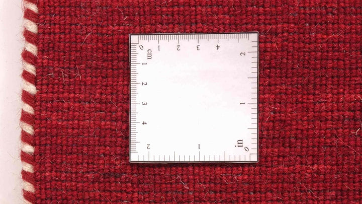 RUG PRINCE Wollteppich Gabbeh Uni 80x200 Handgewebt Läufer Rot Einfarbig Handarbeit Zimmer, Rot 80x2