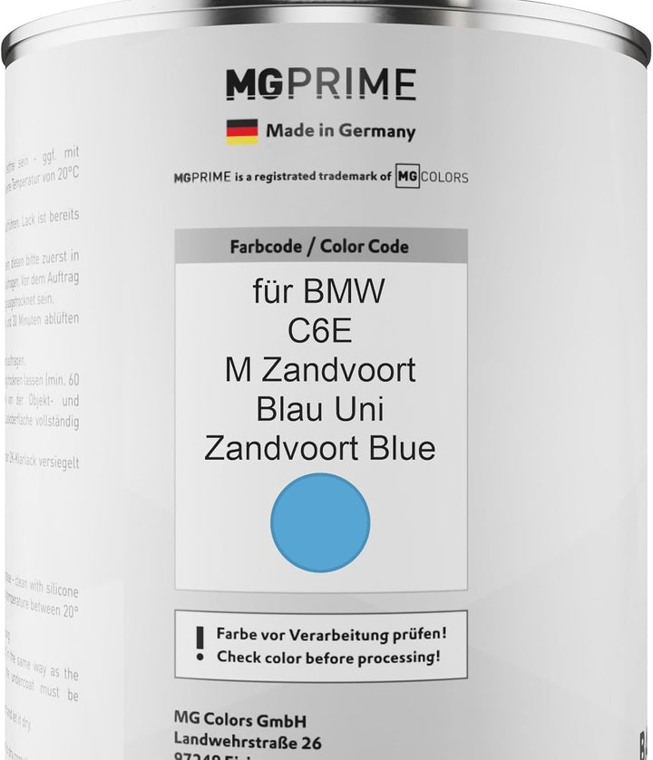 MG PRIME Autolack Dose Set für BMW C6E M Zandvoort Blau Uni/Zandvoort Blue Basislack 2K Klarlack Här