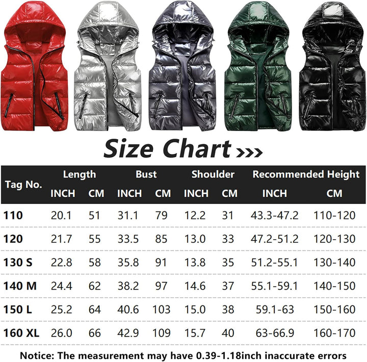 SEAUR Kinder Daunenweste Winter Kapuzenweste Jungen Mädchen Weste Outdoor Winddicht Leicht Pufferwes