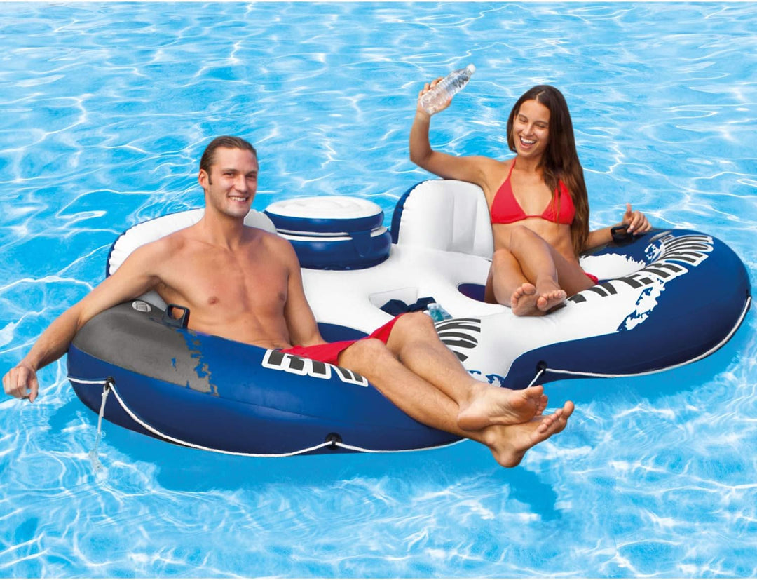 Intex 58837EU Aufblasbares Reifen, 243 x 157 cm, 0,45 mm, schwarz, blau, weiss Doppelrad Single, Dop