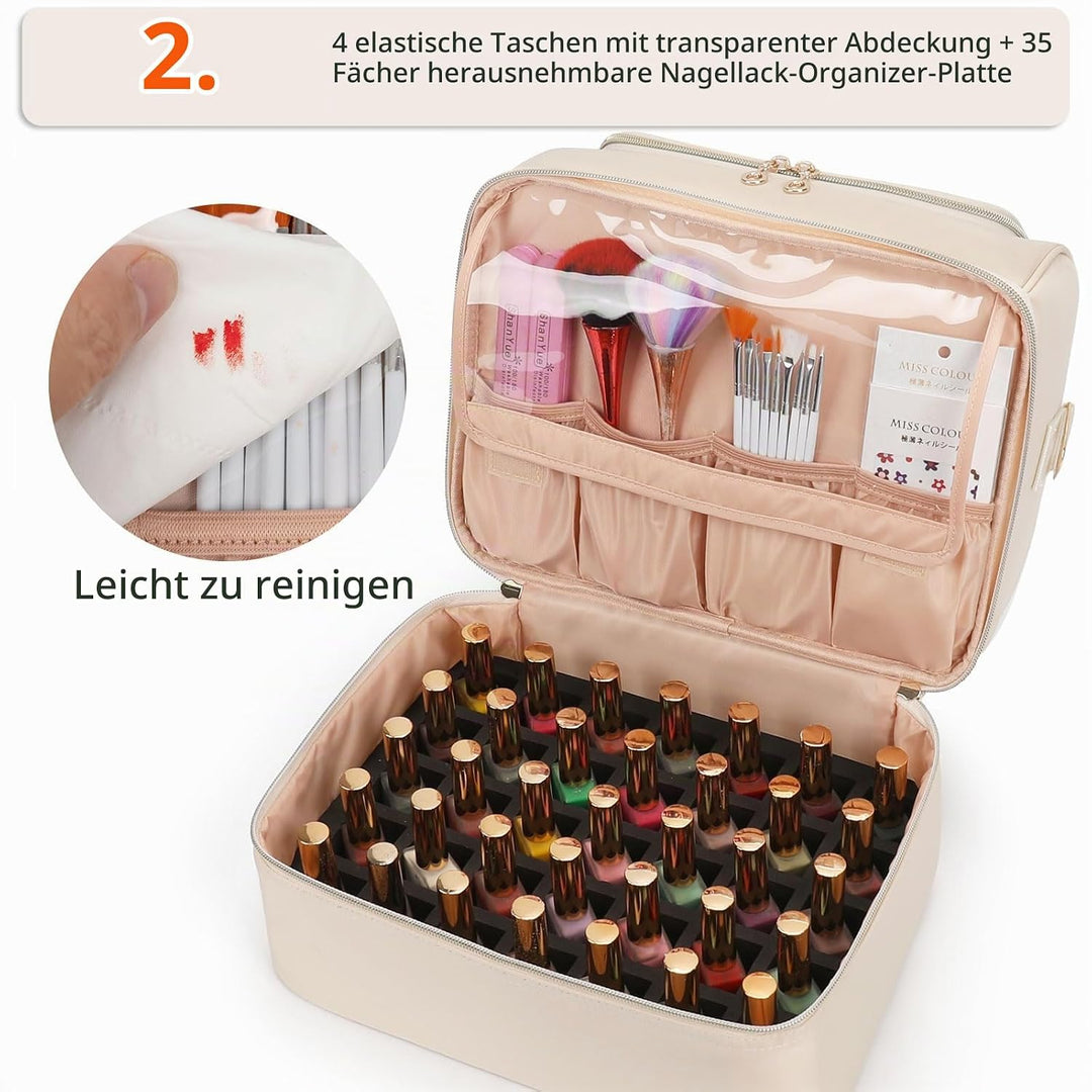Nagellack Aufbewahrung, Doppelschicht Nagellack Organizer Tasche, Reise Aufbewahrungsbox für 45 Flas